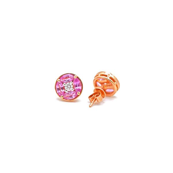 Pink Sapphire Earring with diamond – 18k gold