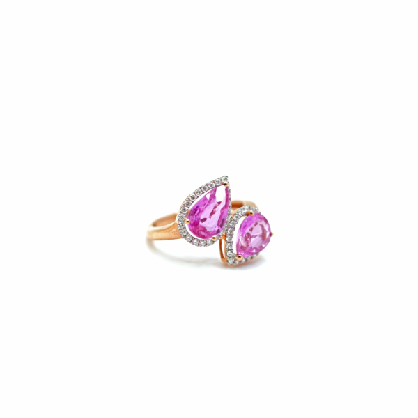 Pink Sapphire Ring with diamond – 18k gold