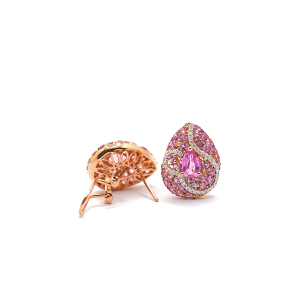 Pink Sapphire Earring with diamond – 18k gold