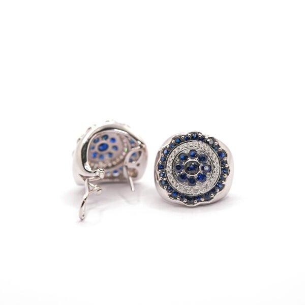 Blue Sapphire Earring with diamond – 18k white gold