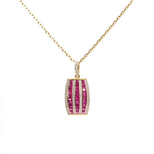 Ruby Pendant with diamond – 18k gold