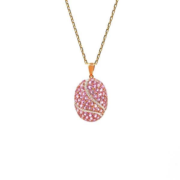 Pink Sapphire Pendant with diamond – 18k gold