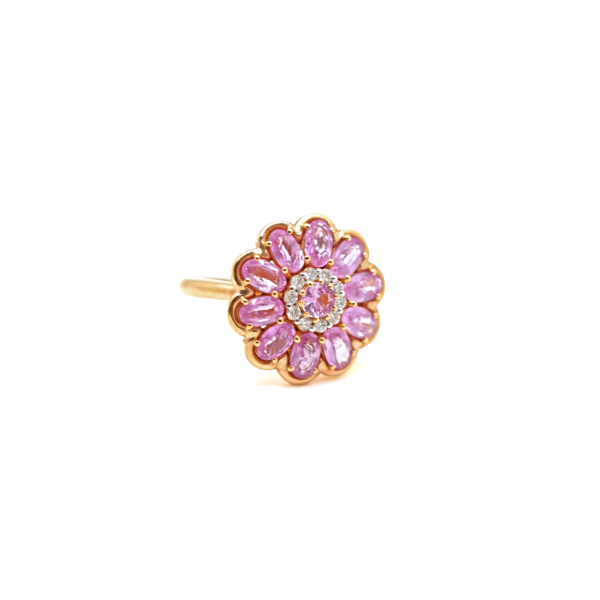 Pink Sapphire Ring with diamond – 18k gold