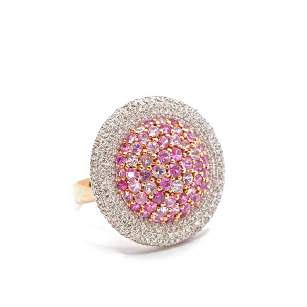 Pink Sapphire Ring with diamond – 18k gold