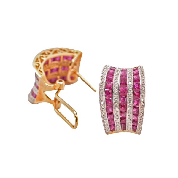 Ruby Earring with diamond – 18k gold