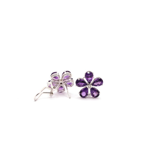 Amythyst Earring with diamond – 18k white gold