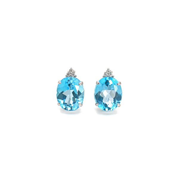Blue Topaz Earring with diamond – 18k white gold