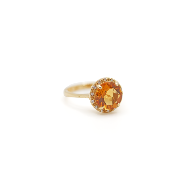 Citrine Ring with diamond – 18k gold