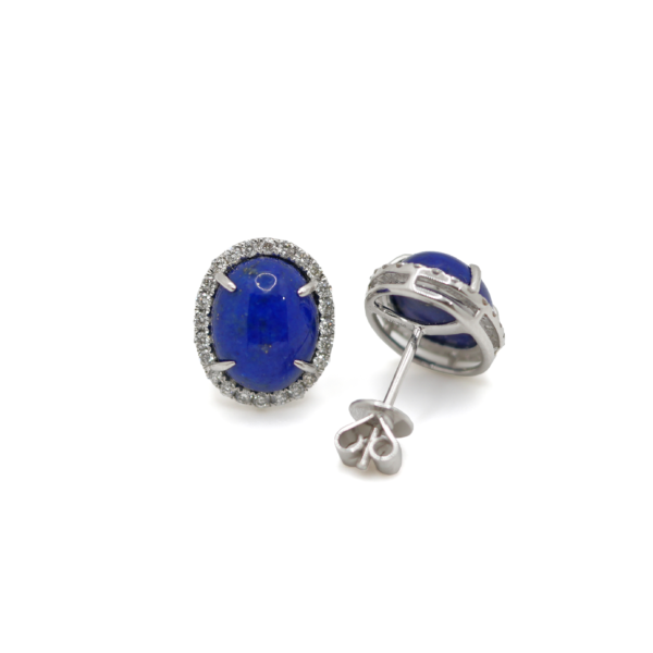 Lapis Earring with diamond – 18k gold