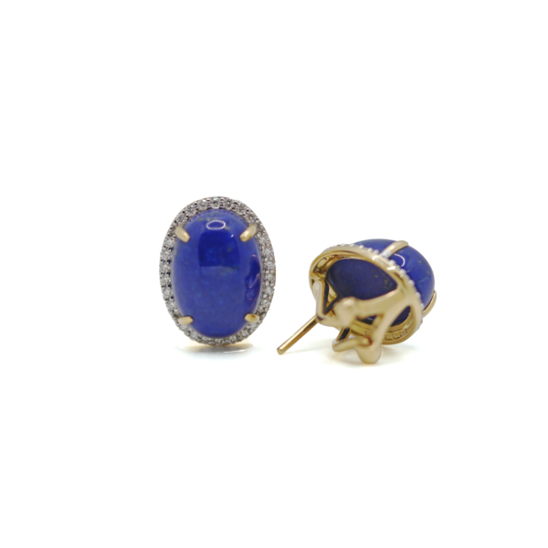 Lapis Earring with diamond – 18k gold