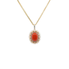 Coral Opal Pendant with diamond – 18k gold