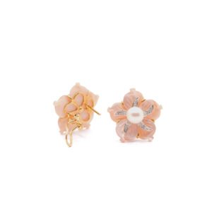 Mother Pearl Earring with Fresh Water Pearl and Diamond – 18k gold